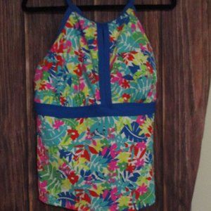 Land's End 18W Keyhole Tankini top EUC worn only once Bright blue yellow pink